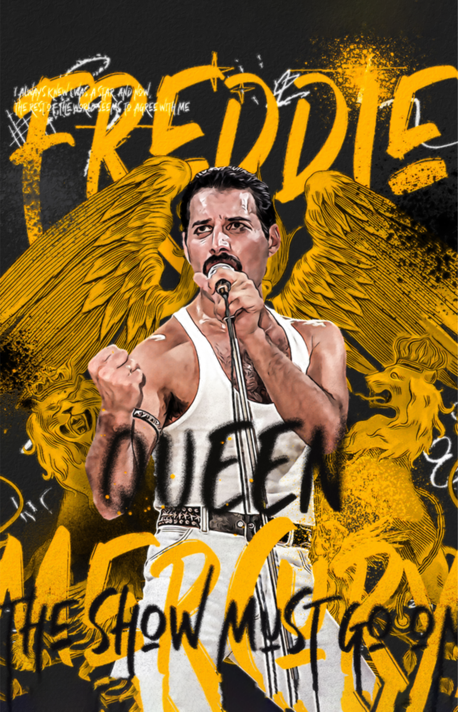 Freddie Mercury, The Queen Glass Wall Art || Designer Collection
