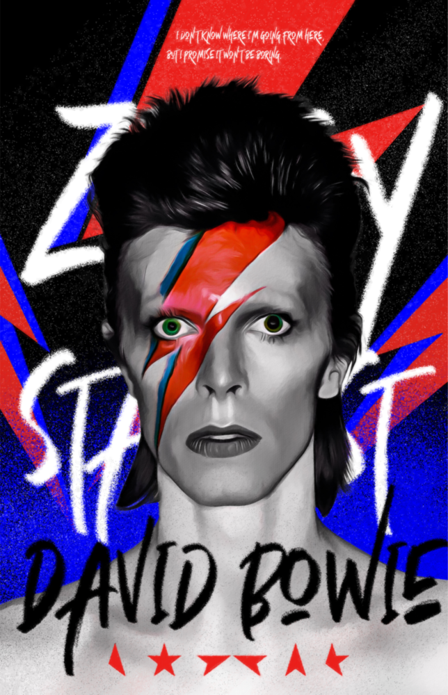 Arte della parete di vetro David Bowie || Collezione designer