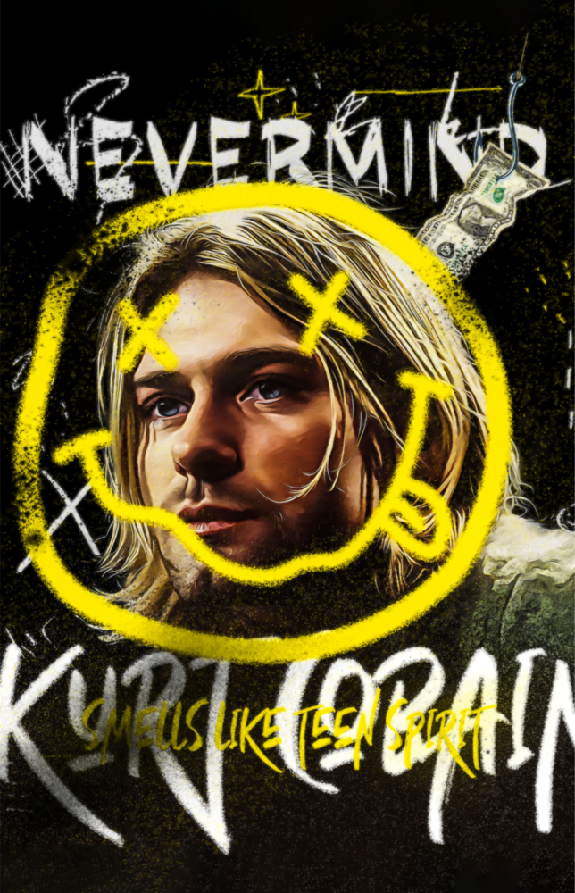 Arte della parete di vetro Kurt Cobain || Collezione designer
