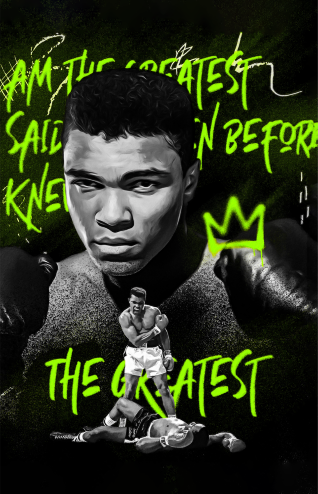 Arte della parete di vetro Muhammad Ali, il più grande || Collezione designer