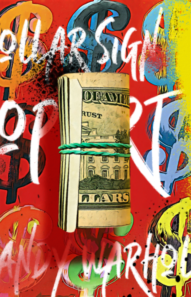 Andy Warhol Und Bankroll || Designer -Sammlung Glasbild