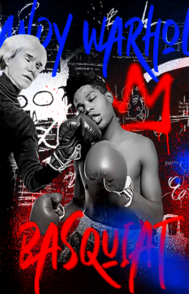Andy Warhol Gegen Jean-Michel Basquiat || Designer -Sammlung Glasbild