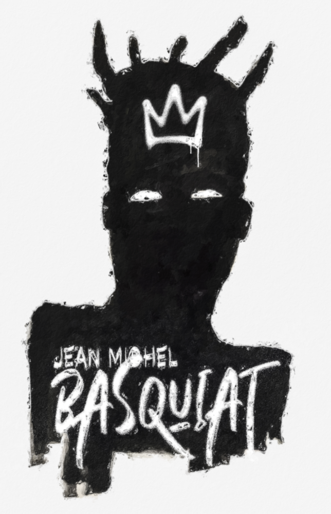 Arte de pared de vidrio de Stile di Jean-Michel Basquiat || Collezione designer