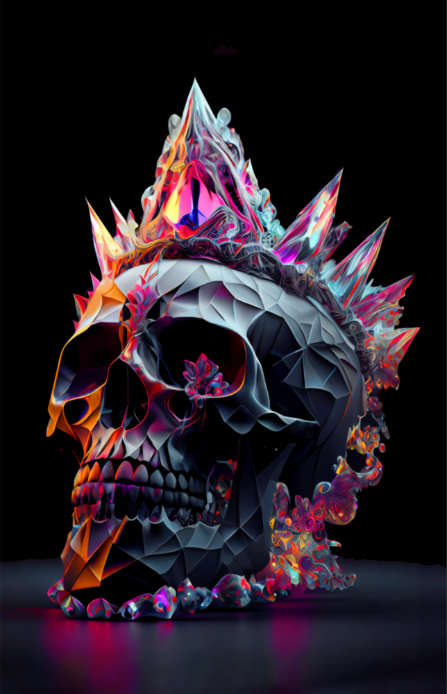 Arte de pared de vidrio de Diamond Skull || Collezione designer