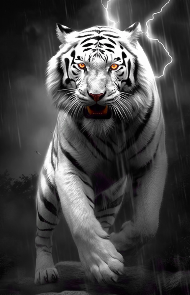 Arte della parete di vetro Tiger's Wrath || Collezione di designer