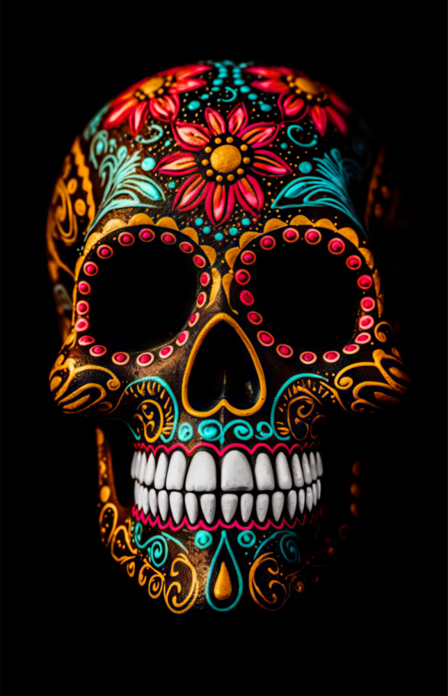 Arte della parete di vetro Skull fiorito || Collezione di designer