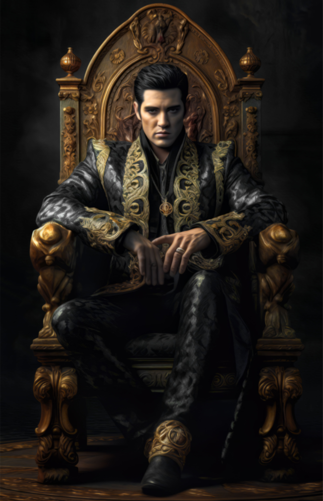 Elvis Presley in the Throne Glass Wall Art || Designer's Collection