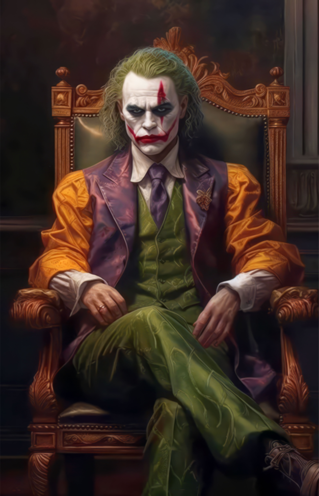 Arte de pared de vidrio de Joker in the Throne || Collezione di designer