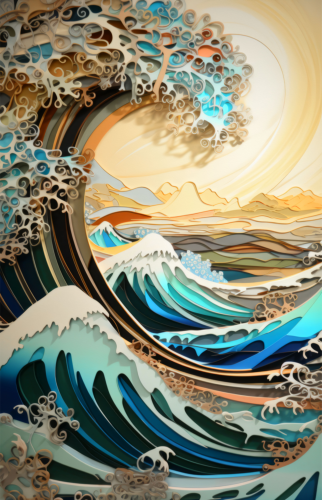 Arte della parete di vetro Onde, alberi o montagne || Collezione di designer