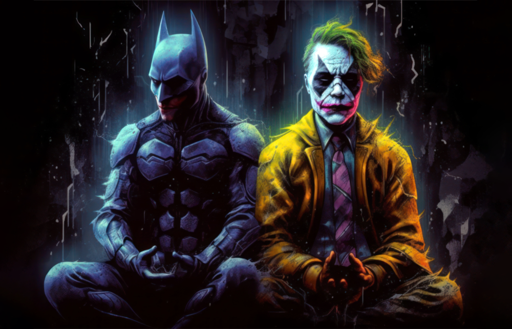 Batman and Joker Making Peace Glass Wall Art || Designer Collection