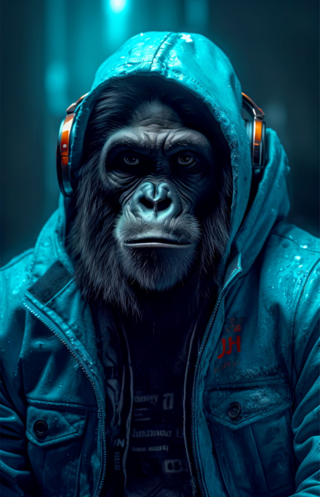 Music and the Ape  Glass Wall Art || Designer Collection
