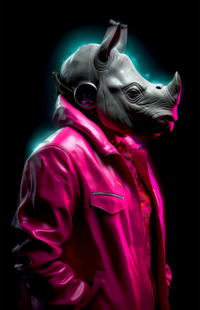 Arte della parete di vetro Rhino in stile || Collezione di designer