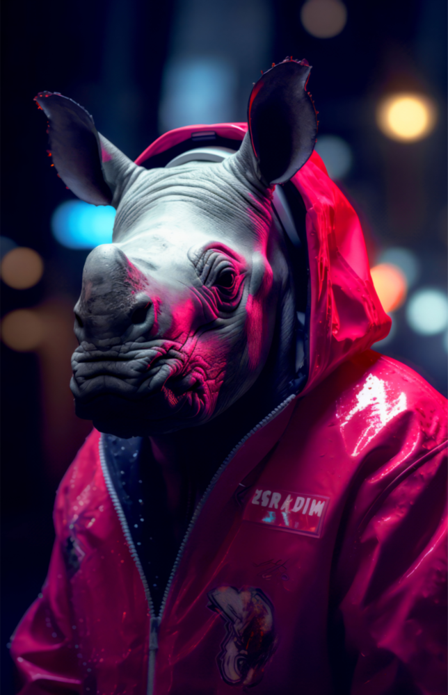 Rhino dans la nuit || Collection du designer Impression Sur Verre