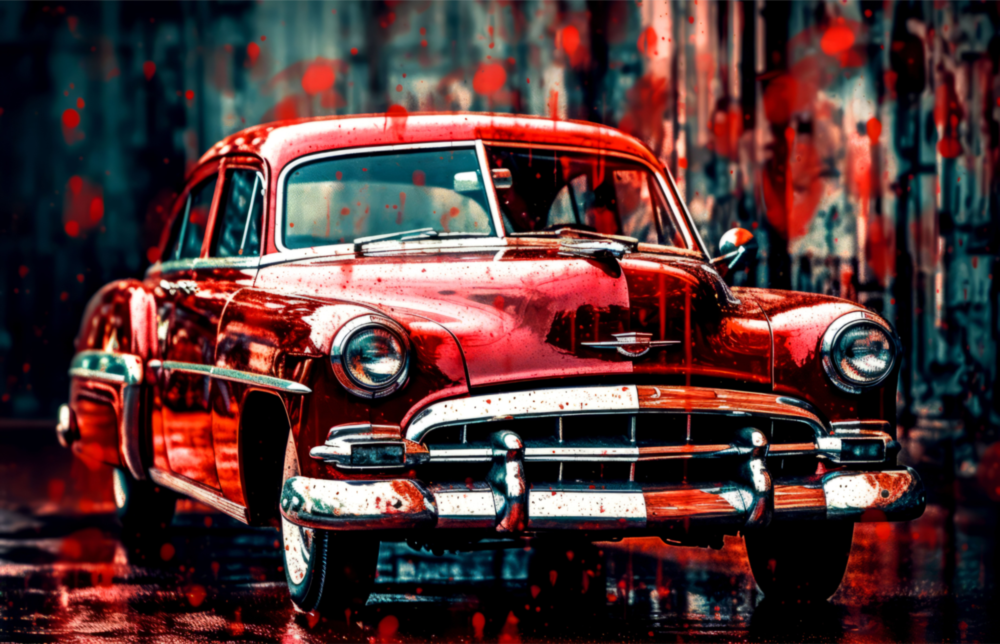 Vintage American Car Glass Wall Art || Designers Collection