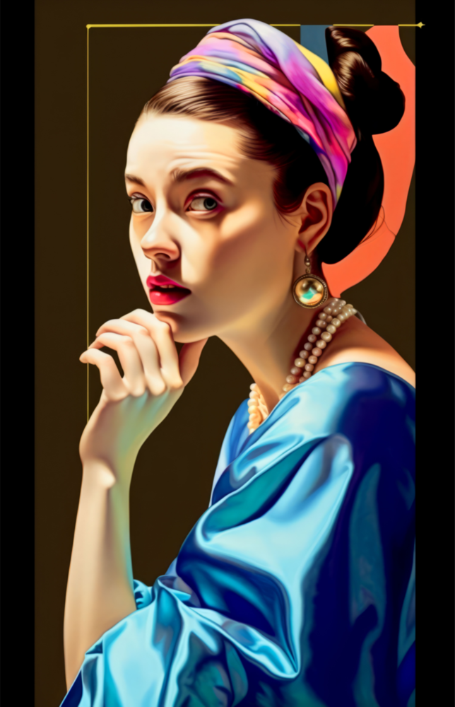 Arte de pared de vidrio de Ragazza con un orecchino di perle || Collezione di design