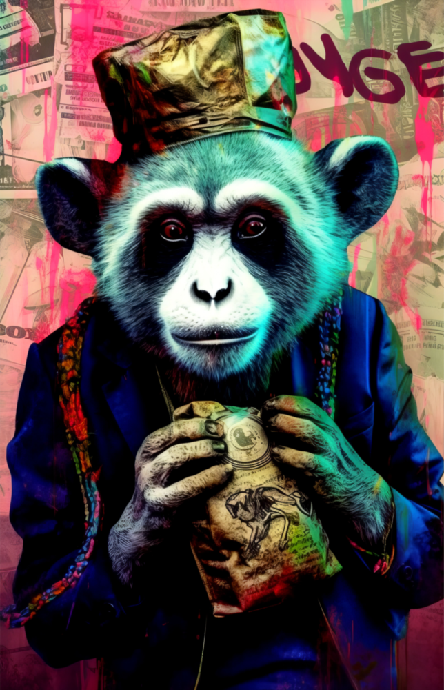 Monkey the Worker Glass Wall Art || Designer Collection