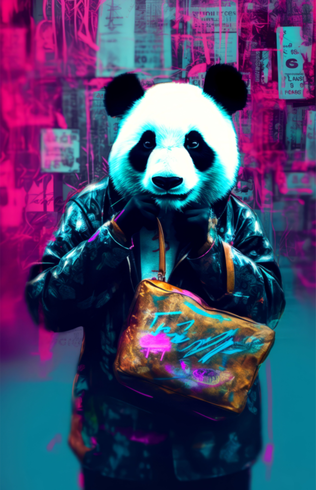 Shopper Panda Glass Wall Art || Designer Collection