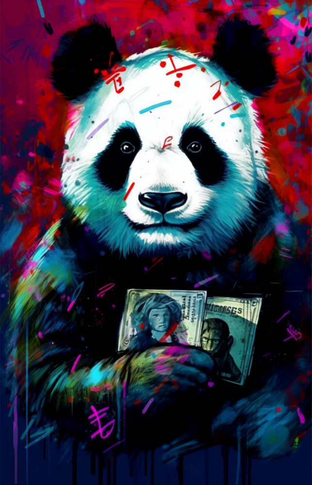 Arte de pared de vidrio de Panda bibliofilo || Collezione di design