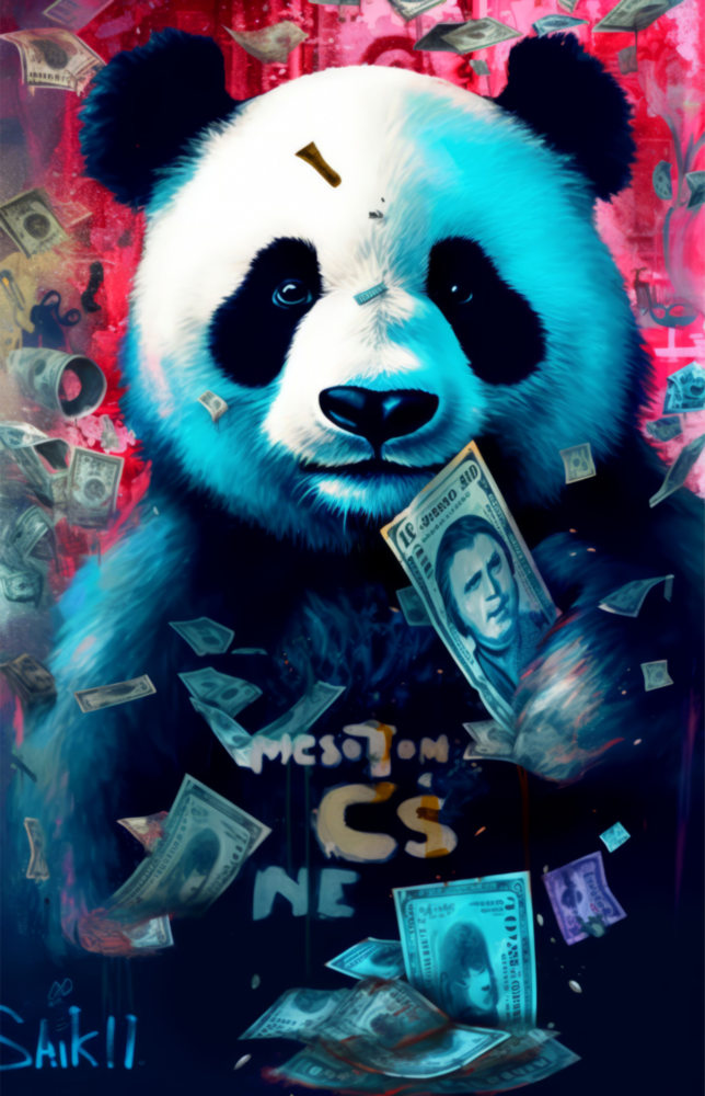 Arte della parete di vetro Rich Panda || Collezione di design