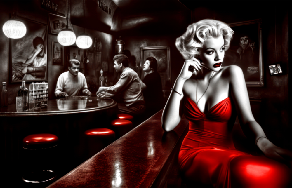 Arte della parete di vetro Marilyn nel bar || Collezione di design