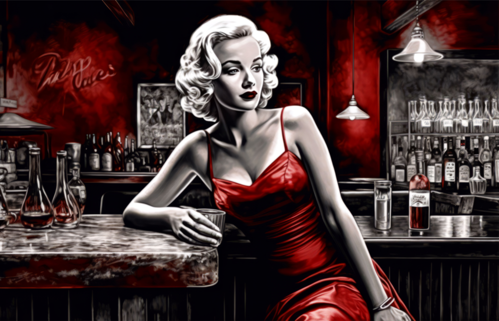 Marilyn in the Bar Glass Wall Art || Designer Collection