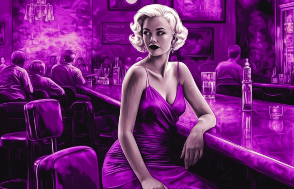 Marilyn dans le bar || Collection de créateurs Impression Sur Verre