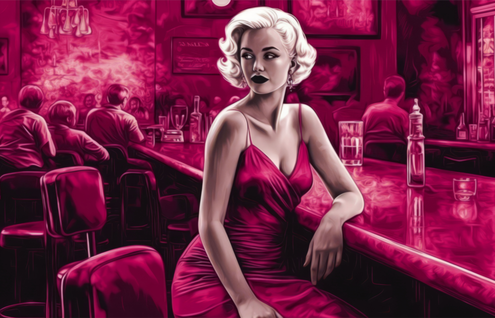 Arte della parete di vetro Marilyn nel bar || Collezione di design