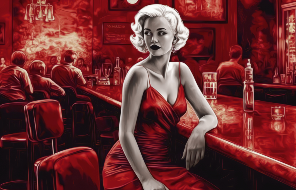 Marilyn dans le bar || Collection de créateurs Impression Sur Verre
