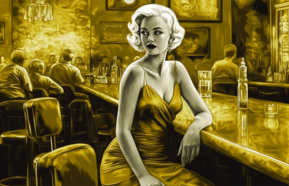 Marilyn dans le bar || Collection de créateurs Impression Sur Verre