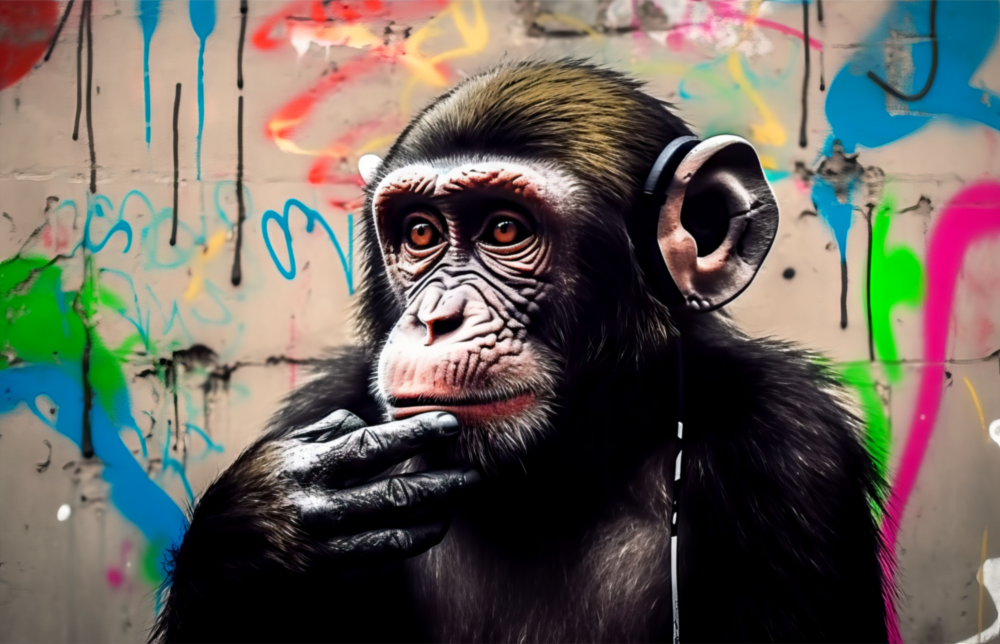 Thinking Monkey Glass Wall Art || Designer Collection