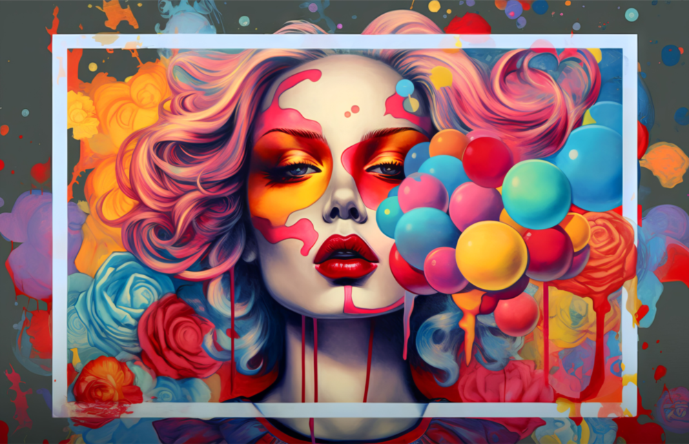 Arte della parete di vetro Palloncini e bacio || Collezione di design