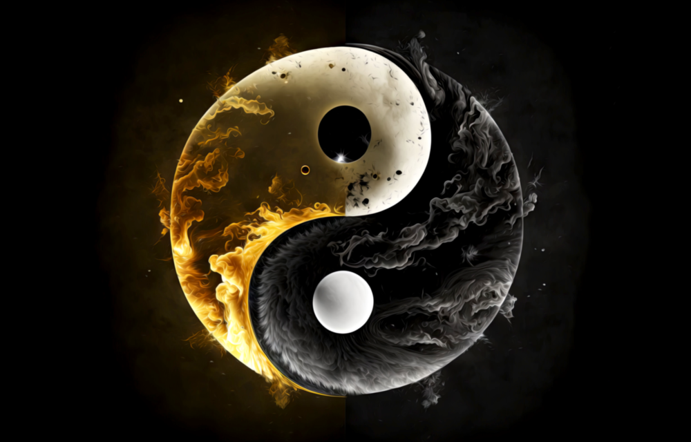 Arte della parete di vetro Ying Yang || Collezione di design