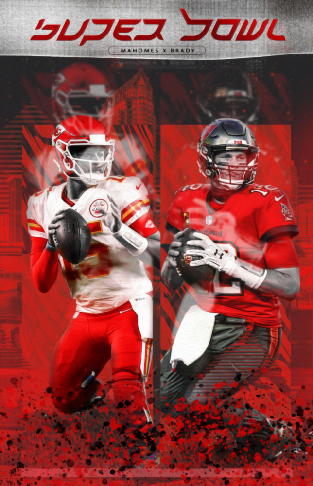Arte de pared de vidrio de NFL - Mahomes x Brady || Collezione di design