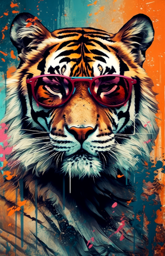 Cool Tiger || Designersammlung Glasbild