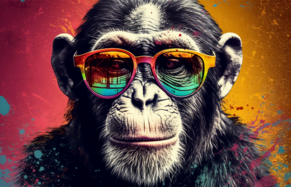 Cooler Affe || Designersammlung Glasbild