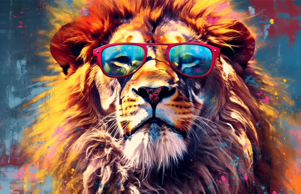 Arte de pared de vidrio de Cool Lion || Collezione di design