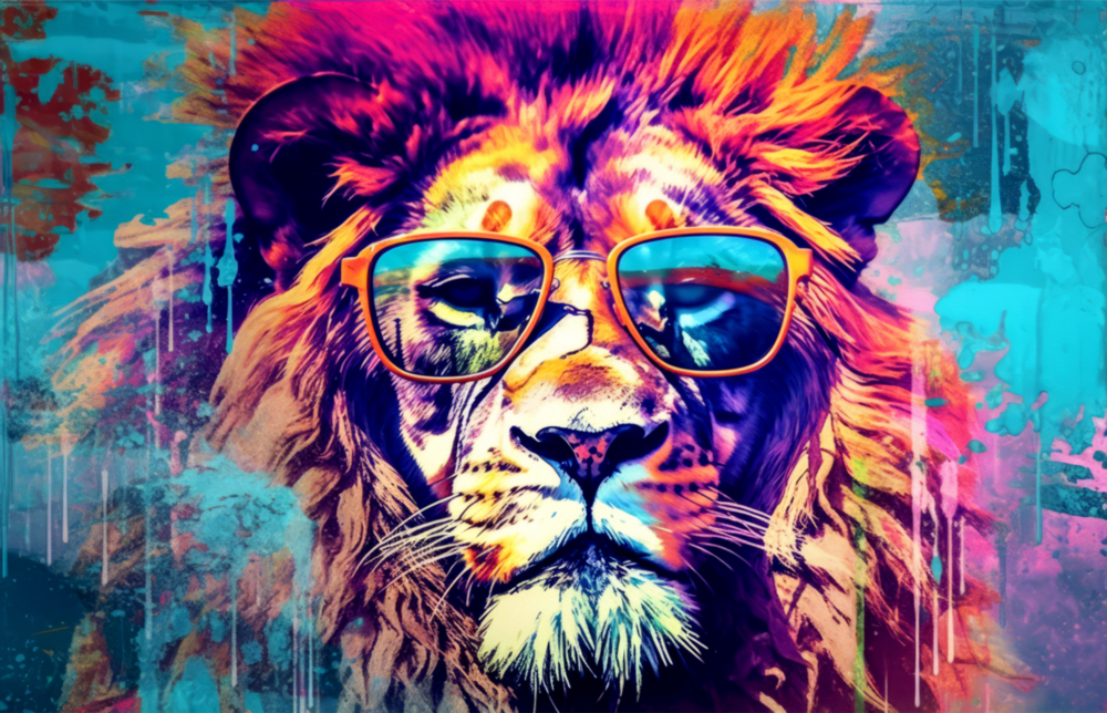 Cool Lion || Collection de créateurs Impression Sur Verre