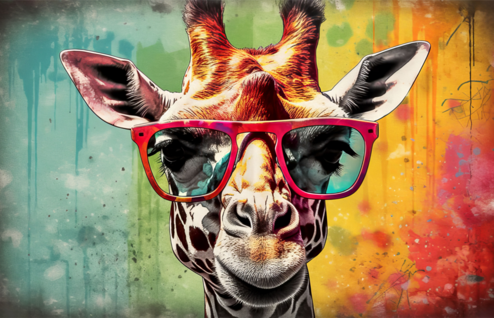 Arte de pared de vidrio de Cool giraffe || Collezione di design