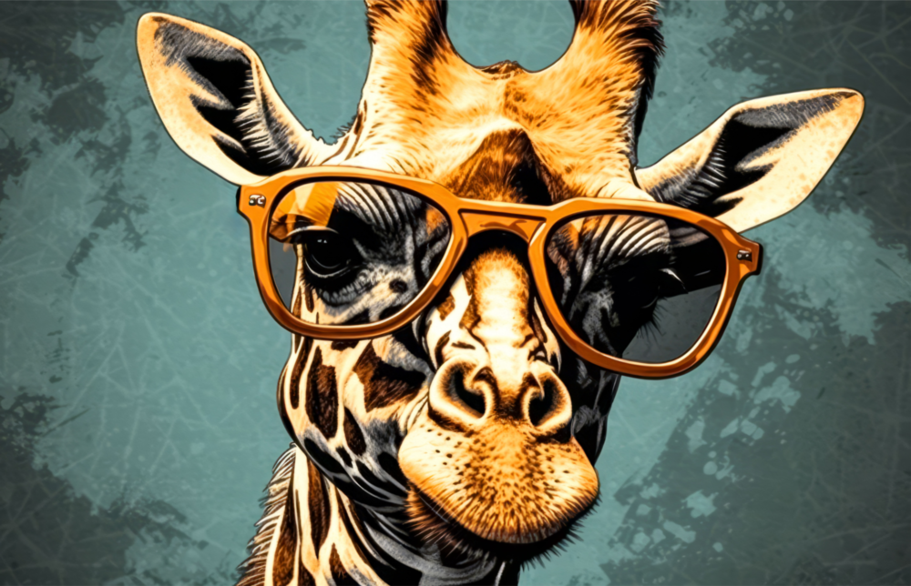 Arte della parete di vetro Cool giraffe || Collezione di design