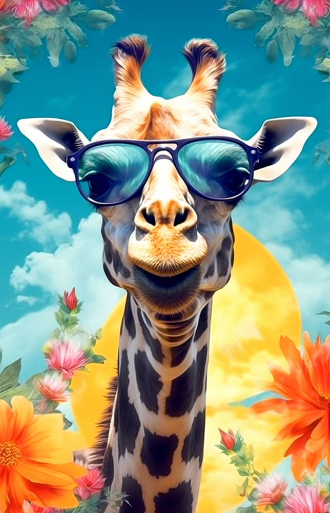 Girafe cool || Collection de créateurs Impression Sur Verre