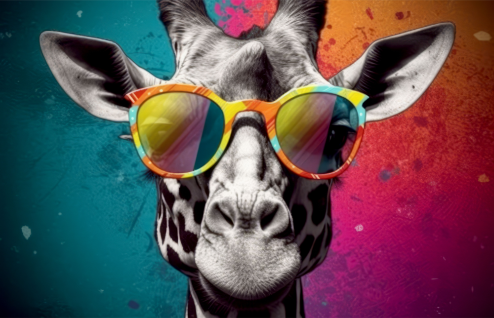 Arte de pared de vidrio de Cool giraffe || Collezione di design