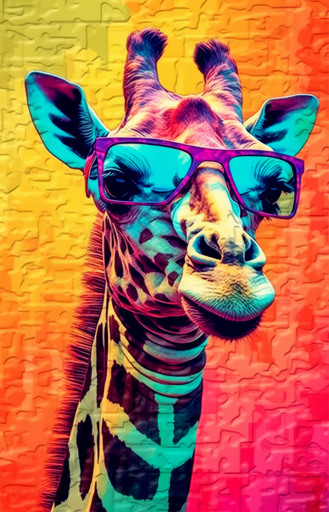 Cool Giraffe Glass Wall Art || Designer Collection
