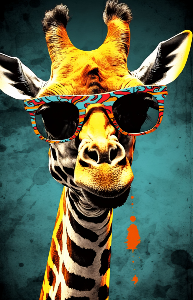 Cool Giraffe Glass Wall Art || Designer Collection