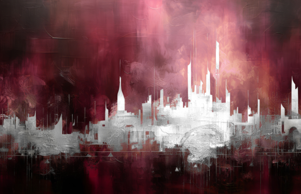 Stadt Silhouette || Designersammlung Glasbild