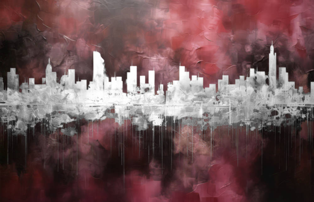 Stadt Silhouette || Designersammlung Glasbild