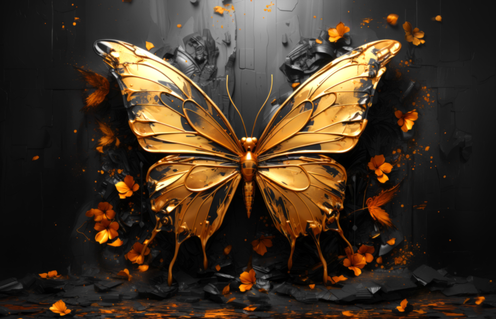 Arte de pared de vidrio de Farfalla dorata || Collezione di design