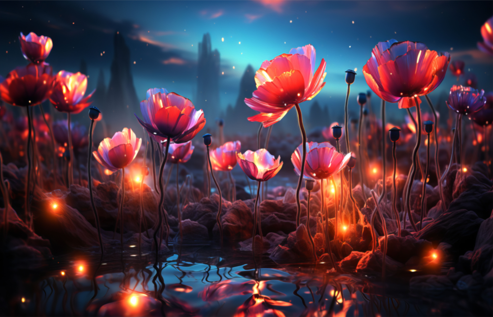 Magical Poppies Glass Wall Art || Designer Collection