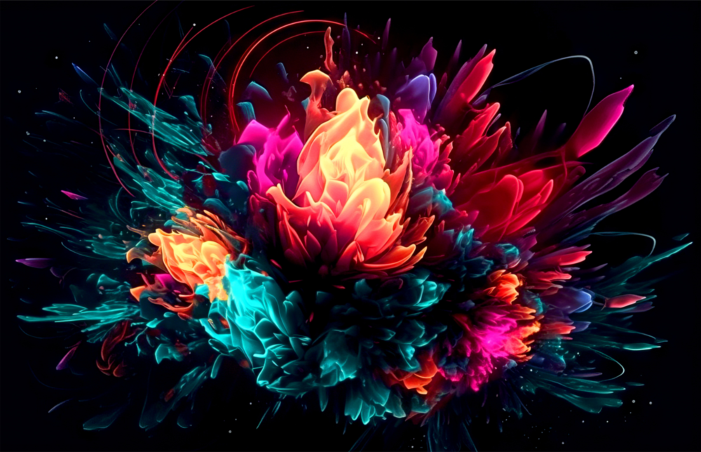 Arte della parete di vetro Esplosione del colore || Collezione di design