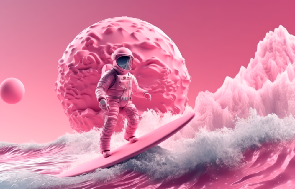 Arte della parete di vetro Pinky Space || Collezione di design
