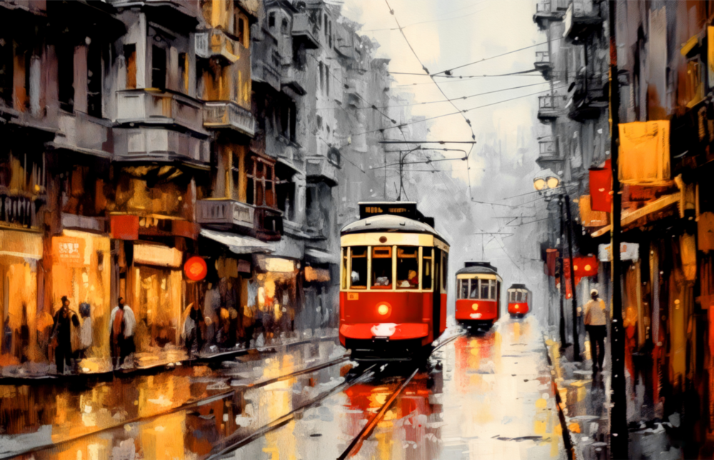 Arte della parete di vetro Tram || Collezione di design